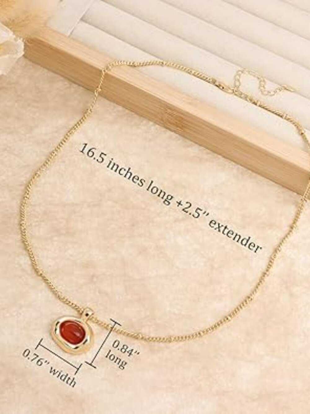 NEW Gold Stone Pendant Necklaces for Women Chunky Gemstone Dangle Necklace - Picture 4 of 4